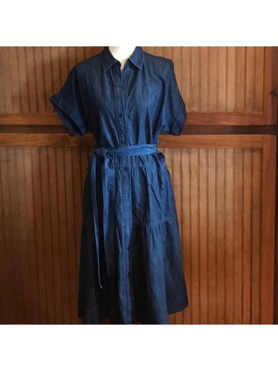 Ralph Lauren Dresses & Skirts - Ralph Lauren Indigo Denim Midi Shirt Dress with Waist Tie